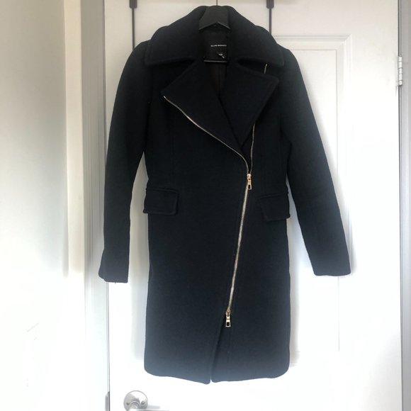 Club Monaco Black Josette Wool and Faux Fur Coat Size XS - Picture 5 of 8